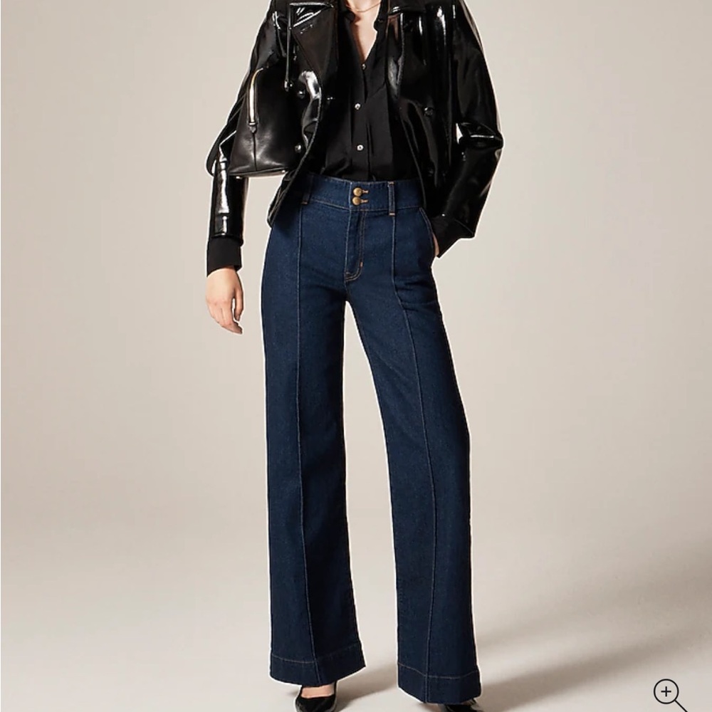 J. Crew Petite denim trouser jean with stacked buttons